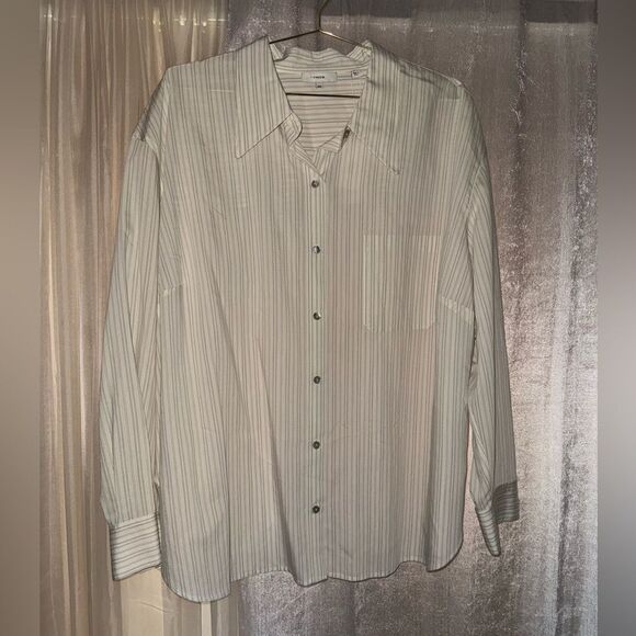 Vince Dress Shirt Pin Stripe Button Down Men’s Bone Color Off White Ivory NWT - Picture 1 of 5